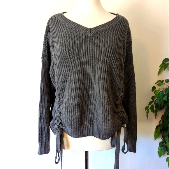 Lane Bryant Sweaters - Lane Bryant Lace-Up Chunky Knit Sweater
